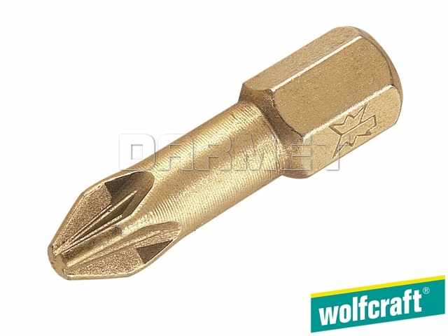 Końcówka wkrętaka krzyżowe Pozidriv z pokryciem diamentowym, długość: 25 mm, rozmiar: PZ3 - WOLFCRAFT WF1304000