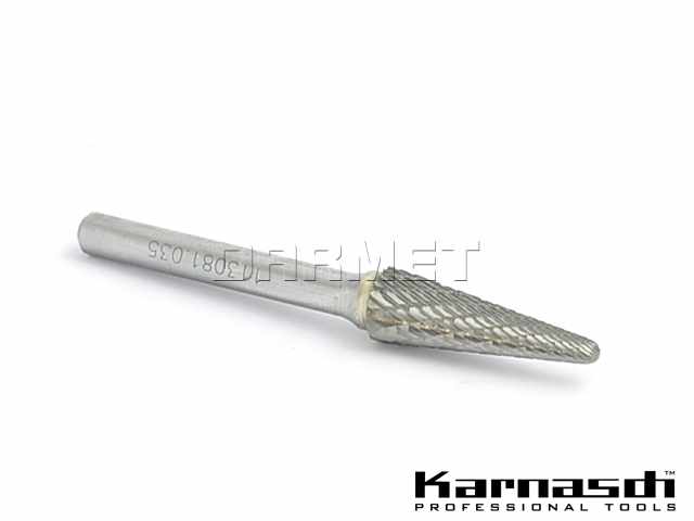 Pilnik obrotowy stożkowy z czołem kulistym KEL, frez do metalu - 12 x 32MM, długość 77MM, chwyt 8MM - KARNASCH (113081-050)