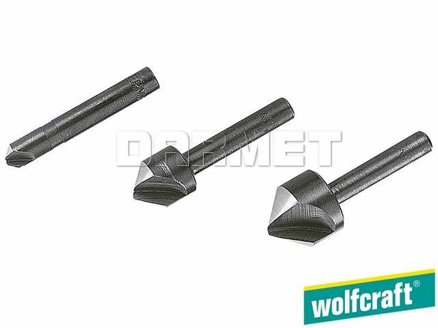 Pogłębiacz do drewna i metali lekkich | kąt 90° | zestaw 3 szt.: 6, 12, 16 mm - WOLFCRAFT WF2504000