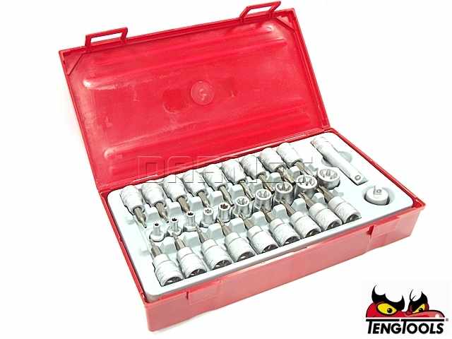 Zestaw nasadek TORX z chwytem kwadratowym 1/4" i 3/8", TTTX30 - 30 szt. - TENGTOOLS (10214-0100)