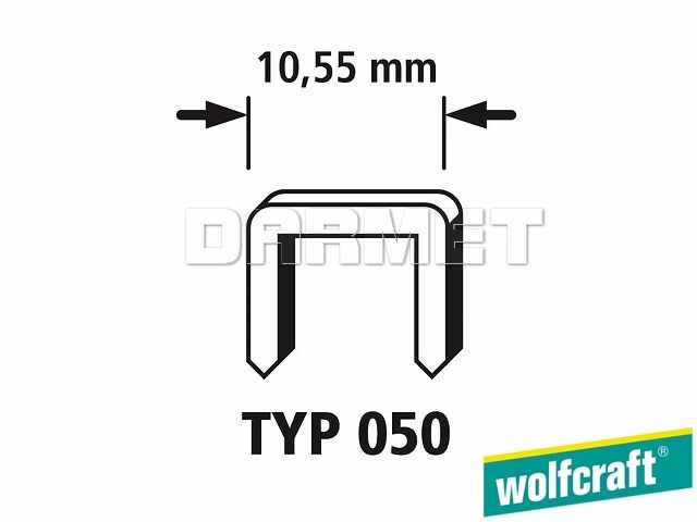 Zszywki tapicerskie o szerokim grzbiecie typu 050, wymiary: 10 mm x 10,55 mm - 1000 sztuk - WOLFCRAFT WF7012000