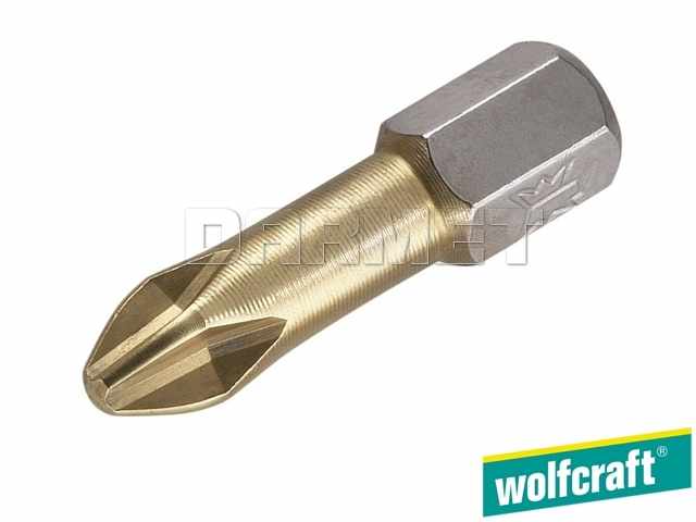 Końcówki wkrętaka krzyżowe Phillips z powłoką TiN, długość: 25 mm, rozmiar: PH2 - 2 sztuki - WOLFCRAFT WF1323000