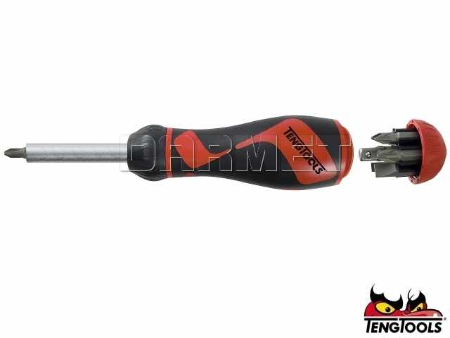 Wkrętak zapadkowy z wymiennymi grotami 1/4", MDR908 - 8 szt. - TENGTOOLS (18656-0108)