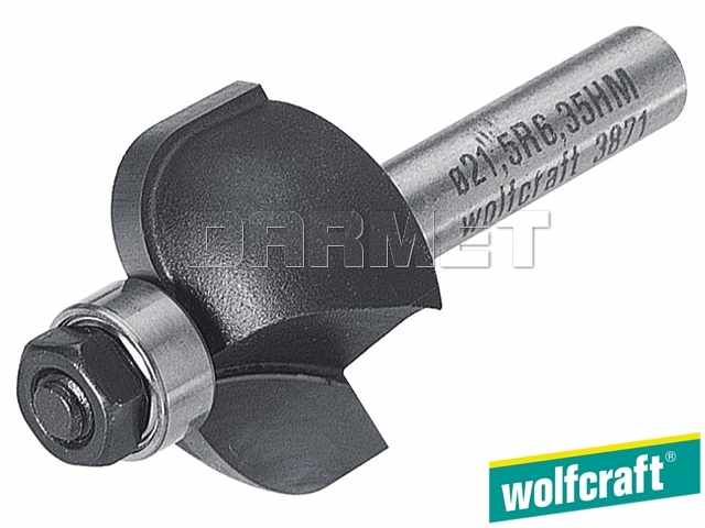 Frez półkulisty R6,35 HM do drewna z łożyskiem dolnym | 22,2 x 12,7 x 8 mm - WOLFCRAFT WF3971000