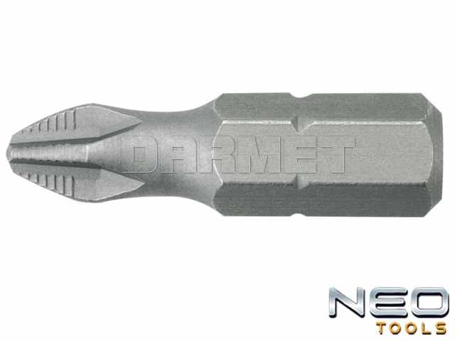 Końcówki wkrętakowe krzyżowe Phillips z systemem nacięć ACR, PH2 x 25MM - 10 sztuk - NEO TOOLS (06-036)