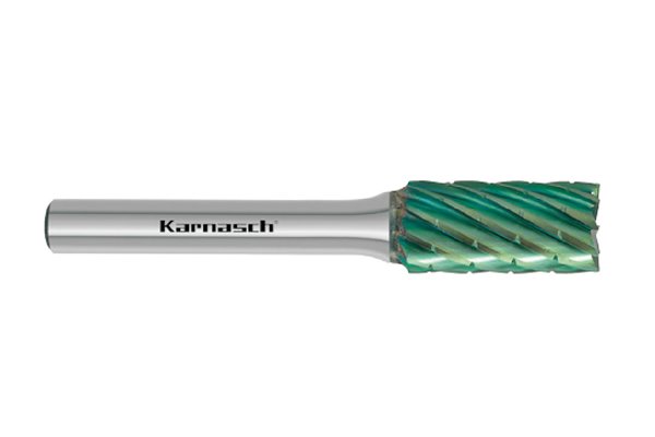 Pilnik obrotowy walcowo-czołowy ZYB HP-3 PRO z węglika | z powłoką GREEN-TEC | frez do metalu 12 DIN x 25 mm | chwyt 6 mm - KARNASCH 116091040