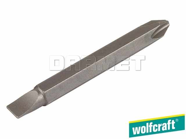 Końcówki wkrętaków podwójne, długość: 60MM, rozmiary: PZ1 x 4,5 mm i PZ2 x 5,5 mm - 2 sztuki - WOLFCRAFT WF2408000