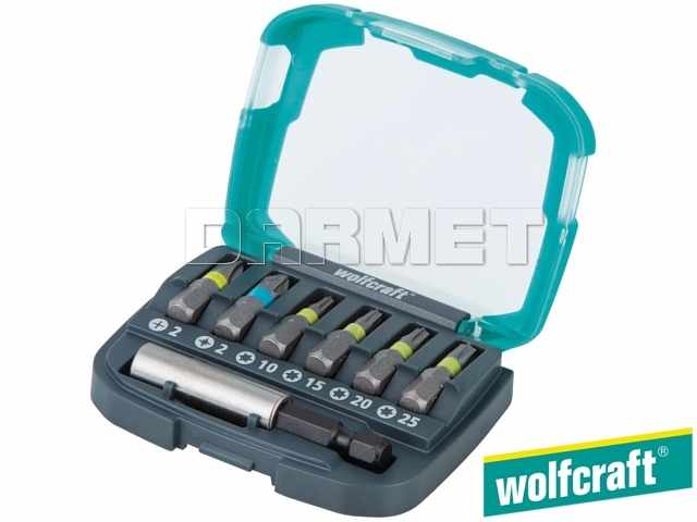 Zestaw końcówek, długość: 25 mm, rodzaje: Phillips, Pozidriv, Torx - 7 częściowy - WOLFCRAFT WF2979000