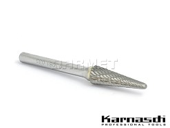 Pilnik obrotowy stożkowy z czołem kulistym KEL, frez do metalu - 10 x 30MM, długość 75MM, chwyt 6MM - KARNASCH (113081-035)