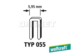 Zszywki tapicerskie o wąskim grzbiecie typu 055, wymiary: 15 mm x 5,95 mm - 1200 sztuk - WOLFCRAFT WF7166000