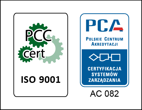 Certyfikat ISO 9001:2015 – PCC-Cert, PCA