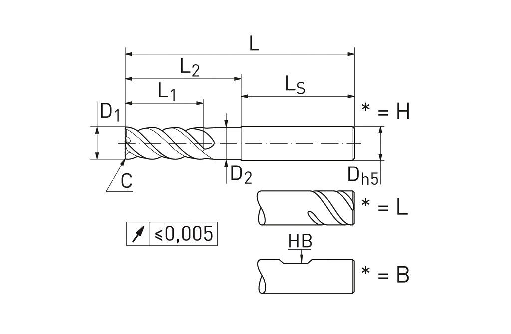 Frez HAIMER BASIC MILLi - wymiary