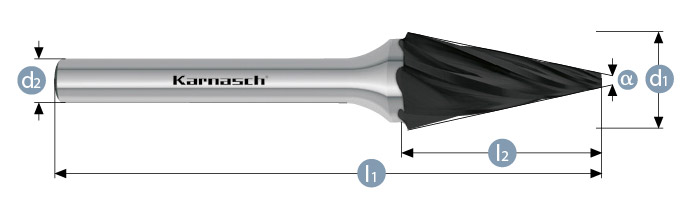 Wymiar pilnika stożkowego ostrego SKM - Karnasch