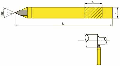 NÓŻ TOKARSKI SPICZASTY NNPe ISO10 WIELKOŚĆ 25x16, WĘGLIK U10 (M10) - rysunek techniczny