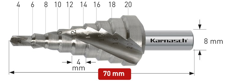 Wiertło stożkowe stopniowe - KARNASH (201448U)