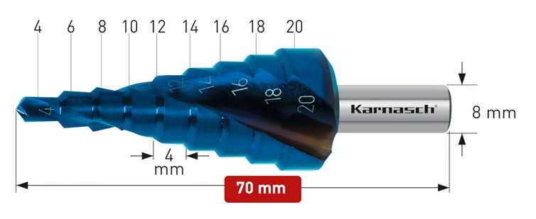 Wiertło stożkowe stopniowe - KARNASH (201448)