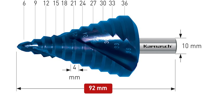 Wiertło stożkowe stopniowe - KARNASH (201450)