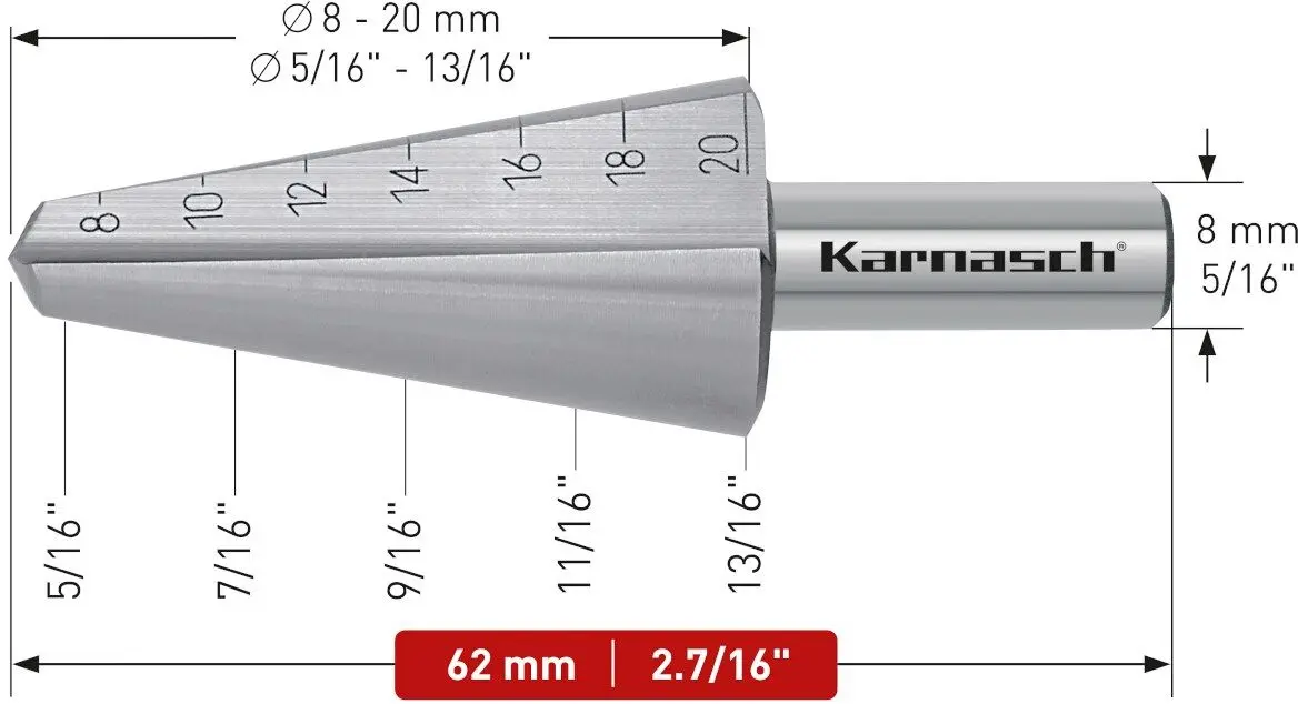 Wiertło stożkowe stopniowe - KARNASH (210040)