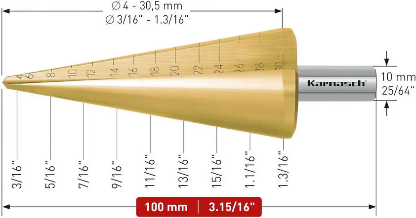 Wiertło stożkowe stopniowe - KARNASH (213015)