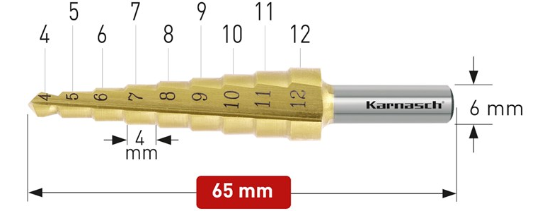 Wiertło stożkowe stopniowe - KARNASH (213033)