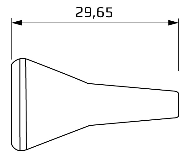 dysza okrągła 1,8 mm system 1/4 - wymiary