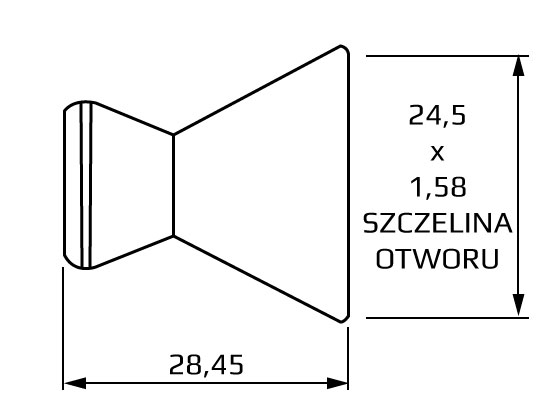 dysza płaska 1" system 1/4 - wymiary