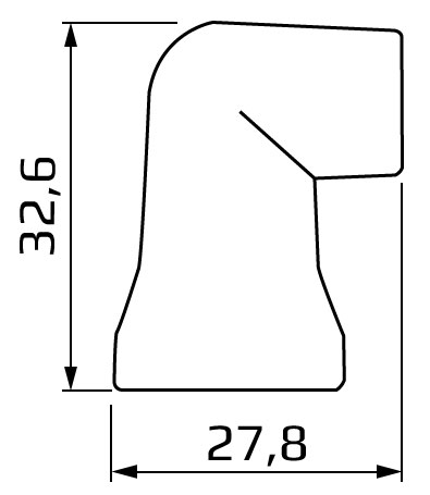 dysza kątowa 12,5 mm system 3/8 - wymiary