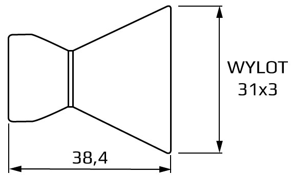 dysza płaska 31 x 3 mm system 3/8 - wymiary