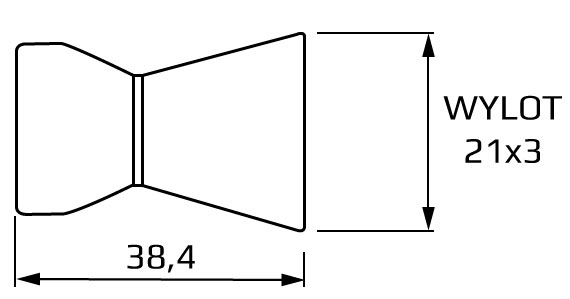 dysza płaska 21 x 3 mm system 3/8 - wymiary