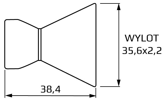 dysza płaska 35,6 x 2,2 mm system 3/8 - wymiary