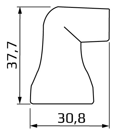 Dysza kątowa 9,5 mm - wymiary