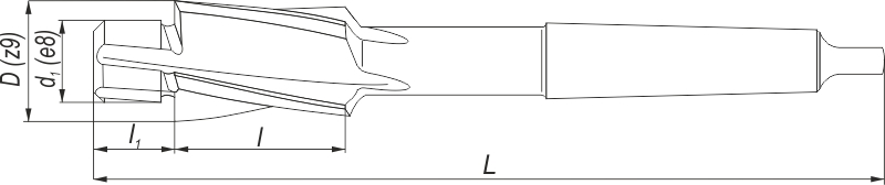 Pogłębiacz walcowo-czołowy z pilotem stałym z chwytem Morse'a, otwór pod gwint, DWCb HSS - FENES (0641-262-211-...)