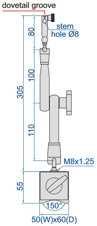 Statyw magnetyczny przegubowy z zaciskiem hydraulicznym INSIZE 6229-101