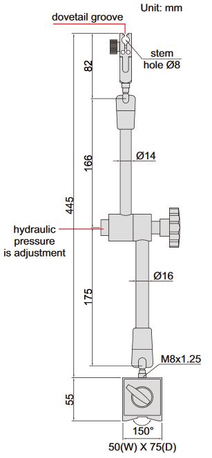 Statyw magnetyczny przegubowy z zaciskiem hydraulicznym INSIZE 6229-1000