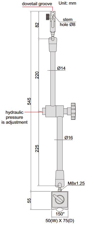 Statyw magnetyczny przegubowy z zaciskiem hydraulicznym INSIZE 6229-101