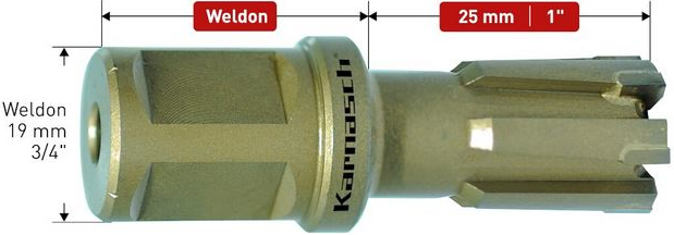 Wiertło koronowe z chwytem Weldon, Hardox-Line rysunek