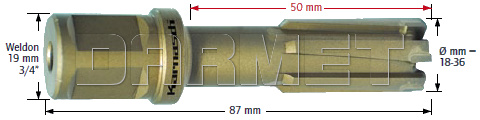 Wiertło koronowe z chwytem Weldon, Rail-Line - długość części roboczej 55MM - KARNASCH (20.1309)