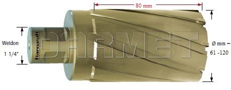 Wiertło koronowe z chwytem Weldon, Hard-Line - długość części roboczej 80MM - KARNASCH (20.1650)