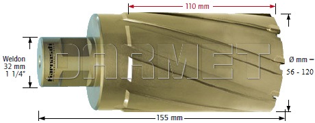 Wiertło koronowe z chwytem Weldon, Hard-Line - długość części roboczej 110MM - KARNASCH (20.1660)