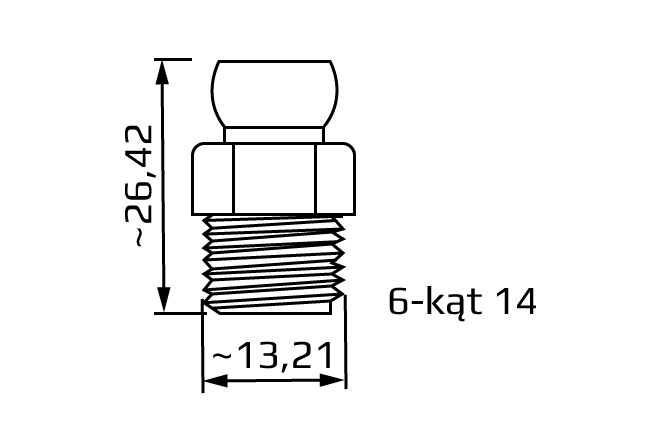 segment z gwintem zewnętrznym NPT 1/4, system 1/4, wymiary