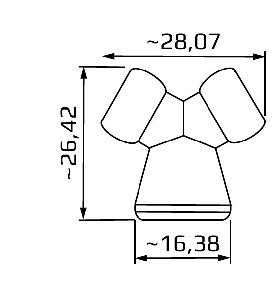 rozgałęziacz Y z 1/4 na 2x1/4, system 1/4, wymiary