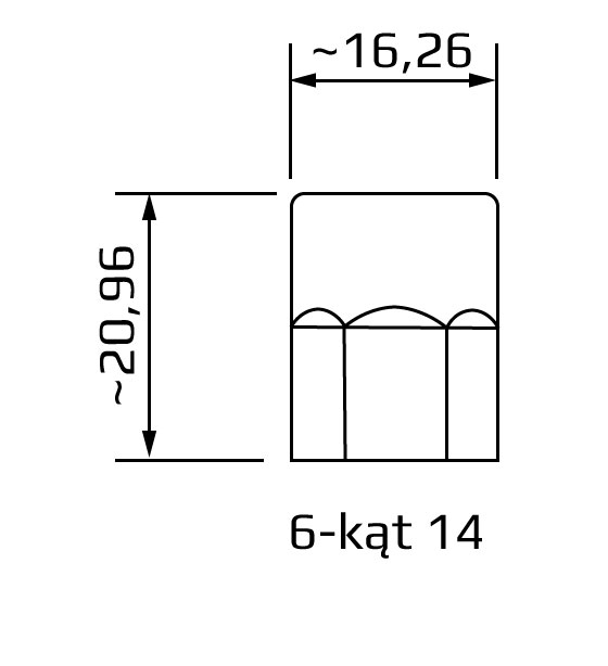 segment z gwintem wewnętrznym NPT 1/8, system 1/4, wymiary