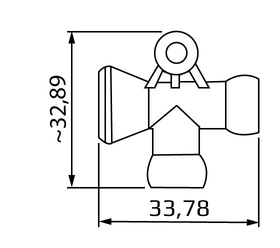 rozgałęziacz T, system 1/4, wymiary