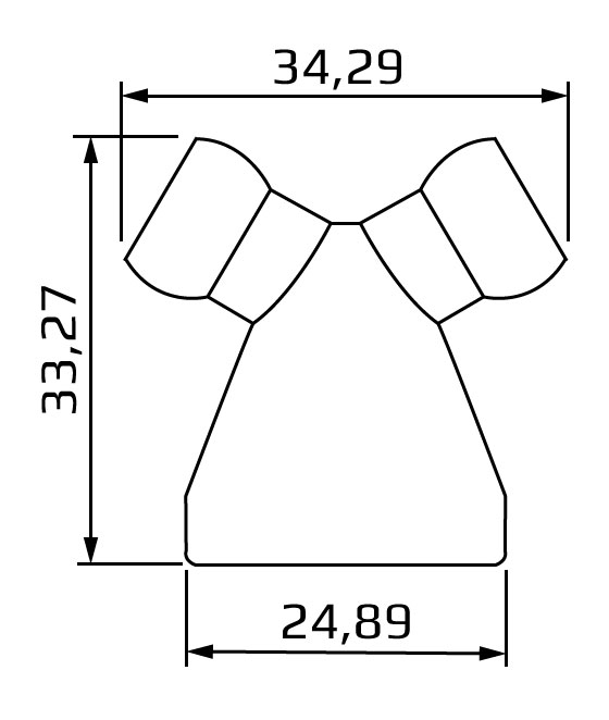 rozgałęziacz Y z 1/2 na 2 x 1/4, system 1/2, wymiary