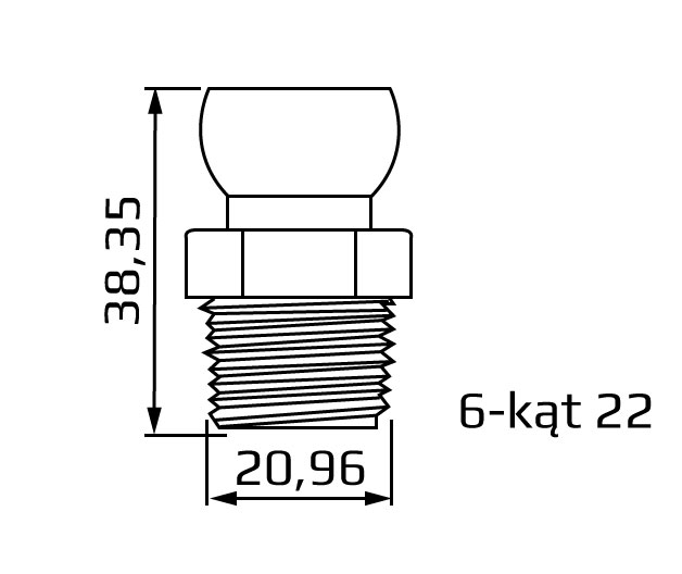 segment z gwintem zewnętrznym npt 1/2, system 1/2, wymiary