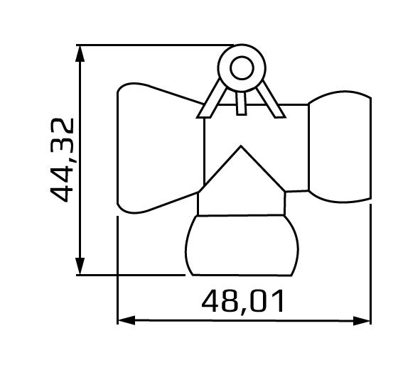 rozgałęziacz T, system 1/2, wymiary