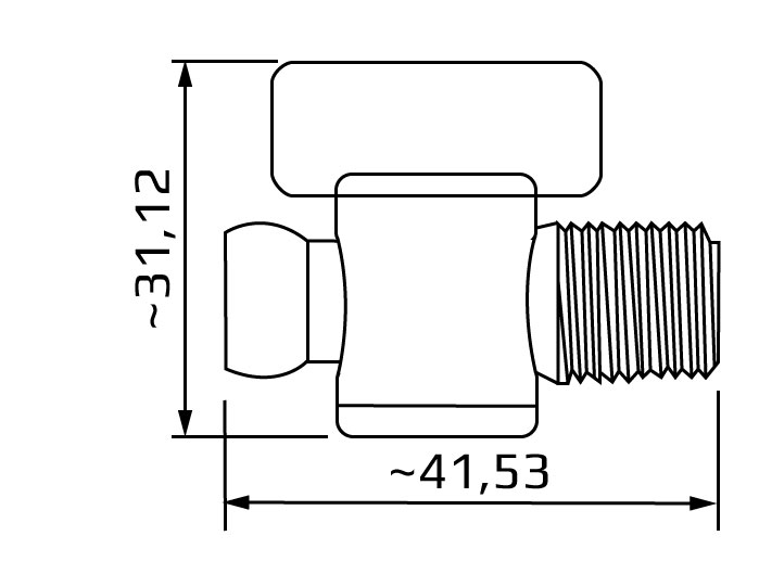 zawór z gwintem zewnętrznym NPT 1/4, system 1/4, wymiary