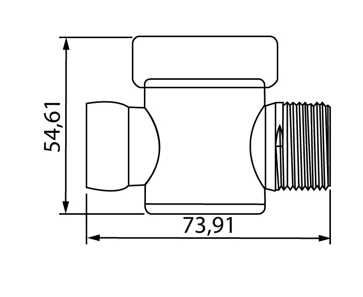 zawór z gwintem zewnętrznym NPT 3/4, system 3/4, wymiary