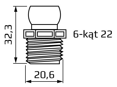 Segment z gwintem zewnętrznym 1/2" NPT - wymiary