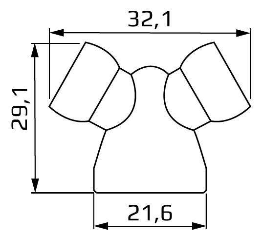 rozgałęziacz Y 3/8" na 2x1/4" - wymiary